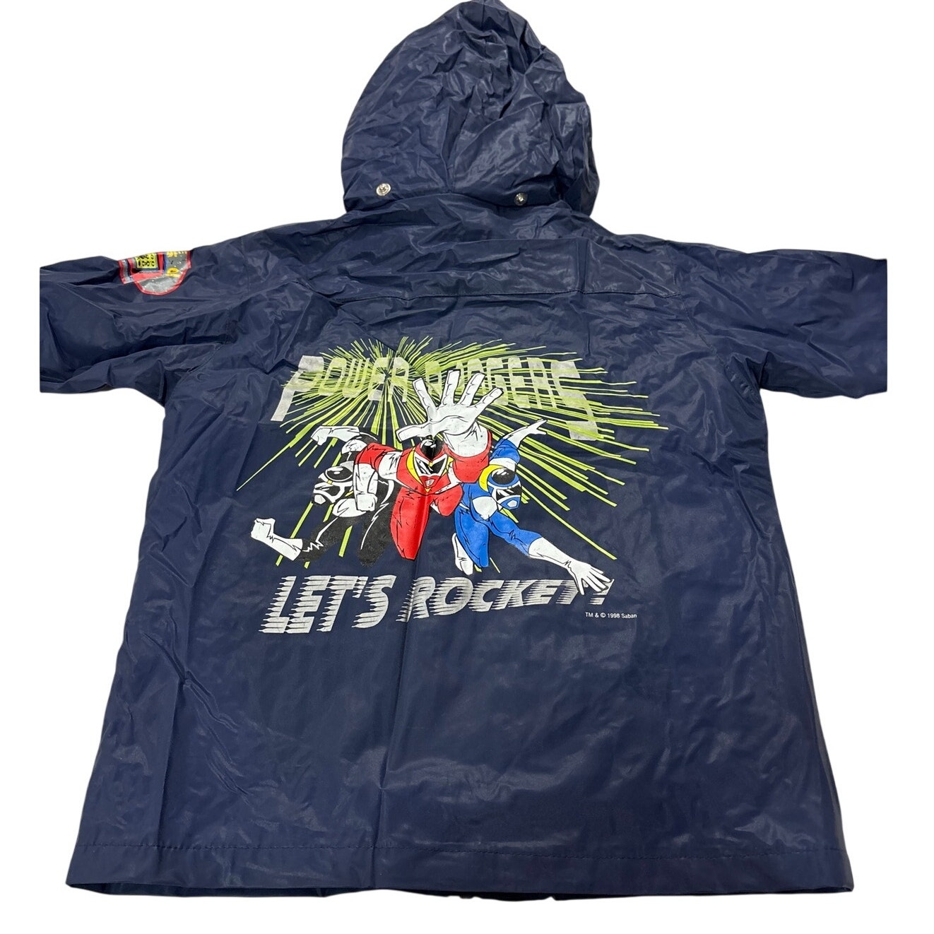 Vintage 1998 Power Rangers Zip Up Rain Jacket Boys Size 4 Retro Nostalgic Rare